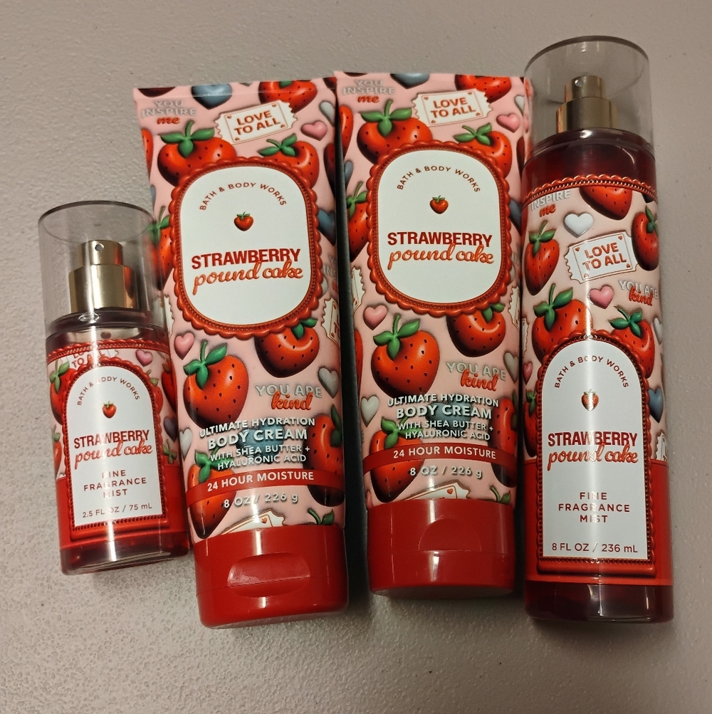 Strawberry Pound Cake Bath And Body Works Lot Of 4